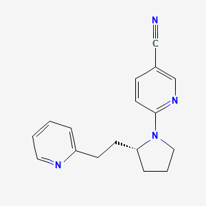 molecular formula C17H18N4 B7355484 6-[(2R)-2-(2-pyridin-2-ylethyl)pyrrolidin-1-yl]pyridine-3-carbonitrile 