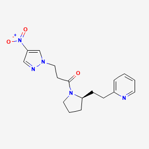 molecular formula C17H21N5O3 B7355507 3-(4-nitropyrazol-1-yl)-1-[(2R)-2-(2-pyridin-2-ylethyl)pyrrolidin-1-yl]propan-1-one 