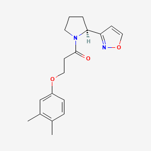 molecular formula C18H22N2O3 B7355521 3-(3,4-dimethylphenoxy)-1-[(2S)-2-(1,2-oxazol-3-yl)pyrrolidin-1-yl]propan-1-one 