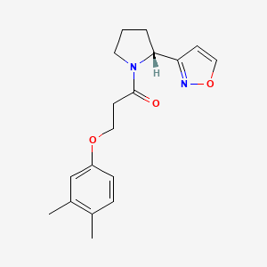 molecular formula C18H22N2O3 B7355546 3-(3,4-dimethylphenoxy)-1-[(2R)-2-(1,2-oxazol-3-yl)pyrrolidin-1-yl]propan-1-one 