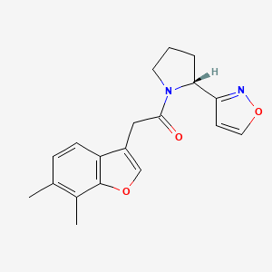 molecular formula C19H20N2O3 B7355564 2-(6,7-dimethyl-1-benzofuran-3-yl)-1-[(2R)-2-(1,2-oxazol-3-yl)pyrrolidin-1-yl]ethanone 