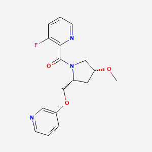 molecular formula C17H18FN3O3 B7355573 (3-fluoropyridin-2-yl)-[(2R,4R)-4-methoxy-2-(pyridin-3-yloxymethyl)pyrrolidin-1-yl]methanone 