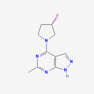 molecular formula C10H12FN5 B7355584 4-[(3S)-3-fluoropyrrolidin-1-yl]-6-methyl-1H-pyrazolo[3,4-d]pyrimidine 