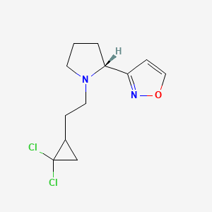 molecular formula C12H16Cl2N2O B7355723 3-[(2R)-1-[2-(2,2-dichlorocyclopropyl)ethyl]pyrrolidin-2-yl]-1,2-oxazole 