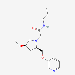 molecular formula C16H25N3O3 B7355724 2-[(2R,4R)-4-methoxy-2-(pyridin-3-yloxymethyl)pyrrolidin-1-yl]-N-propylacetamide 