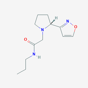 molecular formula C12H19N3O2 B7355746 2-[(2R)-2-(1,2-oxazol-3-yl)pyrrolidin-1-yl]-N-propylacetamide 