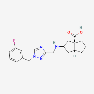 (3aS,6aS)-2-[[1-[(3-fluorophenyl)methyl]-1,2,4-triazol-3-yl]methylamino]-2,3,4,5,6,6a-hexahydro-1H-pentalene-3a-carboxylic acid