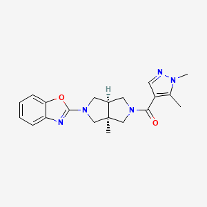 molecular formula C20H23N5O2 B7355790 [(3aR,6aS)-2-(1,3-benzoxazol-2-yl)-3a-methyl-3,4,6,6a-tetrahydro-1H-pyrrolo[3,4-c]pyrrol-5-yl]-(1,5-dimethylpyrazol-4-yl)methanone 