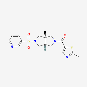 molecular formula C17H20N4O3S2 B7355792 [(3aS,6aR)-3a-methyl-5-pyridin-3-ylsulfonyl-3,4,6,6a-tetrahydro-1H-pyrrolo[3,4-c]pyrrol-2-yl]-(2-methyl-1,3-thiazol-5-yl)methanone 