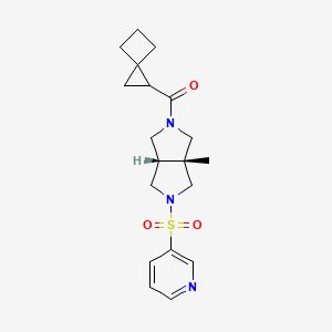 molecular formula C19H25N3O3S B7355822 [(3aR,6aS)-3a-methyl-5-pyridin-3-ylsulfonyl-3,4,6,6a-tetrahydro-1H-pyrrolo[3,4-c]pyrrol-2-yl]-spiro[2.3]hexan-2-ylmethanone 