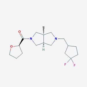 molecular formula C18H28F2N2O2 B7355829 [(3aR,6aS)-2-[(3,3-difluorocyclopentyl)methyl]-3a-methyl-3,4,6,6a-tetrahydro-1H-pyrrolo[3,4-c]pyrrol-5-yl]-[(2R)-oxolan-2-yl]methanone 