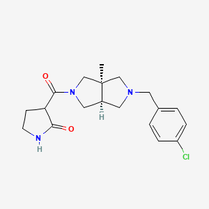 molecular formula C19H24ClN3O2 B7355841 3-[(3aR,6aS)-2-[(4-chlorophenyl)methyl]-3a-methyl-3,4,6,6a-tetrahydro-1H-pyrrolo[3,4-c]pyrrole-5-carbonyl]pyrrolidin-2-one 