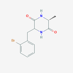 molecular formula C12H13BrN2O2 B7355882 (6R)-3-[(2-bromophenyl)methyl]-6-methylpiperazine-2,5-dione 