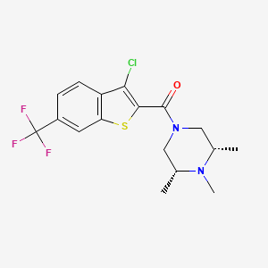 molecular formula C17H18ClF3N2OS B7355886 [3-chloro-6-(trifluoromethyl)-1-benzothiophen-2-yl]-[(3R,5S)-3,4,5-trimethylpiperazin-1-yl]methanone 