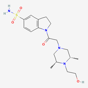 1-[2-[(3S,5R)-4-(2-hydroxyethyl)-3,5-dimethylpiperazin-1-yl]acetyl]-2,3-dihydroindole-5-sulfonamide