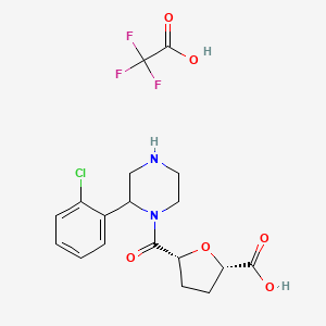 molecular formula C18H20ClF3N2O6 B7355909 (2S,5R)-5-[2-(2-chlorophenyl)piperazine-1-carbonyl]oxolane-2-carboxylic acid;2,2,2-trifluoroacetic acid 