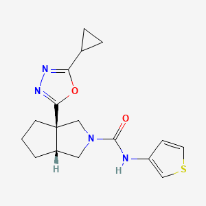 (3aR,6aR)-3a-(5-cyclopropyl-1,3,4-oxadiazol-2-yl)-N-thiophen-3-yl-1,3,4,5,6,6a-hexahydrocyclopenta[c]pyrrole-2-carboxamide