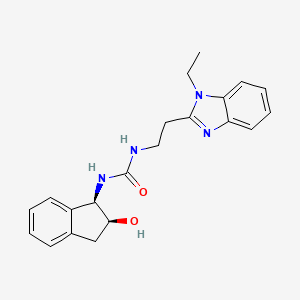 molecular formula C21H24N4O2 B7355955 1-[2-(1-ethylbenzimidazol-2-yl)ethyl]-3-[(1R,2S)-2-hydroxy-2,3-dihydro-1H-inden-1-yl]urea 