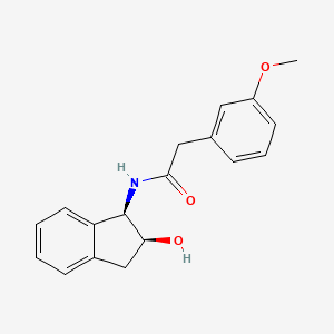 molecular formula C18H19NO3 B7355981 N-[(1R,2S)-2-hydroxy-2,3-dihydro-1H-inden-1-yl]-2-(3-methoxyphenyl)acetamide 