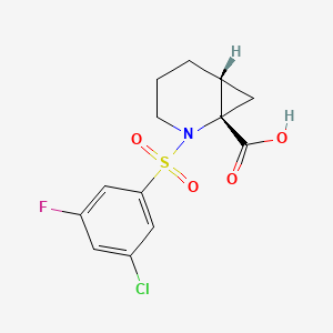 molecular formula C13H13ClFNO4S B7355990 (1S,6R)-2-(3-chloro-5-fluorophenyl)sulfonyl-2-azabicyclo[4.1.0]heptane-1-carboxylic acid 