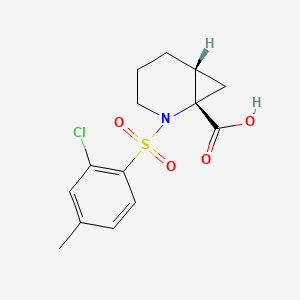 molecular formula C14H16ClNO4S B7356013 (1S,6R)-2-(2-chloro-4-methylphenyl)sulfonyl-2-azabicyclo[4.1.0]heptane-1-carboxylic acid 