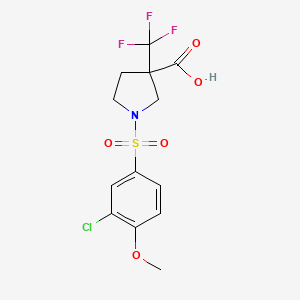 molecular formula C13H13ClF3NO5S B7356027 1-(3-Chloro-4-methoxyphenyl)sulfonyl-3-(trifluoromethyl)pyrrolidine-3-carboxylic acid 