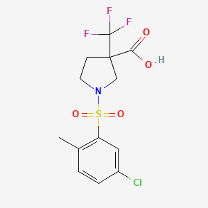 molecular formula C13H13ClF3NO4S B7356035 1-(5-Chloro-2-methylphenyl)sulfonyl-3-(trifluoromethyl)pyrrolidine-3-carboxylic acid 