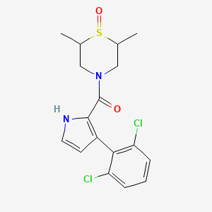 molecular formula C17H18Cl2N2O2S B7356040 [3-(2,6-dichlorophenyl)-1H-pyrrol-2-yl]-(2,6-dimethyl-1-oxo-1,4-thiazinan-4-yl)methanone 