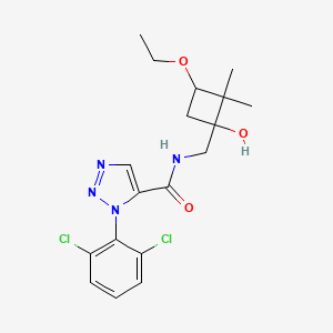 molecular formula C18H22Cl2N4O3 B7356047 3-(2,6-dichlorophenyl)-N-[(3-ethoxy-1-hydroxy-2,2-dimethylcyclobutyl)methyl]triazole-4-carboxamide 