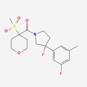 [3-Fluoro-3-(3-fluoro-5-methylphenyl)pyrrolidin-1-yl]-(4-methylsulfonyloxan-4-yl)methanone