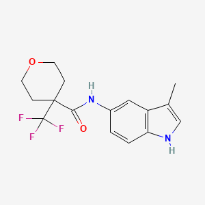 molecular formula C16H17F3N2O2 B7356135 N-(3-methyl-1H-indol-5-yl)-4-(trifluoromethyl)oxane-4-carboxamide 