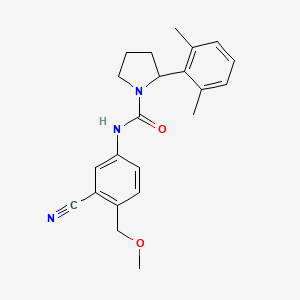 molecular formula C22H25N3O2 B7356140 N-[3-cyano-4-(methoxymethyl)phenyl]-2-(2,6-dimethylphenyl)pyrrolidine-1-carboxamide 