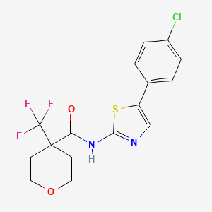 N-[5-(4-chlorophenyl)-1,3-thiazol-2-yl]-4-(trifluoromethyl)oxane-4-carboxamide