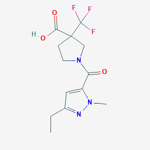 molecular formula C13H16F3N3O3 B7356160 1-(5-Ethyl-2-methylpyrazole-3-carbonyl)-3-(trifluoromethyl)pyrrolidine-3-carboxylic acid 