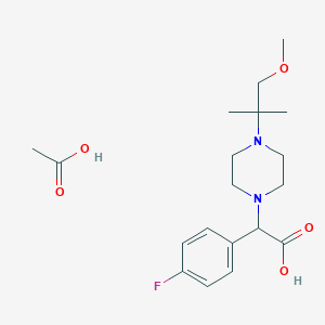 molecular formula C19H29FN2O5 B7356168 Acetic acid;2-(4-fluorophenyl)-2-[4-(1-methoxy-2-methylpropan-2-yl)piperazin-1-yl]acetic acid 