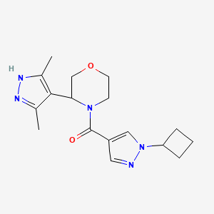 molecular formula C17H23N5O2 B7356182 (1-cyclobutylpyrazol-4-yl)-[3-(3,5-dimethyl-1H-pyrazol-4-yl)morpholin-4-yl]methanone 