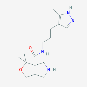 molecular formula C16H26N4O2 B7356188 3,3-dimethyl-N-[3-(5-methyl-1H-pyrazol-4-yl)propyl]-4,5,6,6a-tetrahydro-1H-furo[3,4-c]pyrrole-3a-carboxamide 