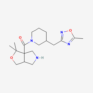 molecular formula C18H28N4O3 B7356191 (3,3-dimethyl-4,5,6,6a-tetrahydro-1H-furo[3,4-c]pyrrol-3a-yl)-[3-[(5-methyl-1,2,4-oxadiazol-3-yl)methyl]piperidin-1-yl]methanone 