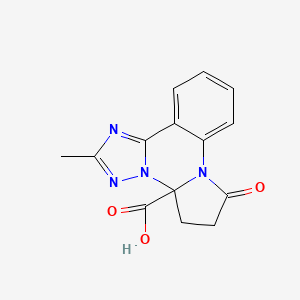 molecular formula C14H12N4O3 B7356195 9-Methyl-3-oxo-2,7,8,10-tetrazatetracyclo[10.4.0.02,6.07,11]hexadeca-1(16),8,10,12,14-pentaene-6-carboxylic acid 