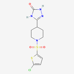 molecular formula C11H13ClN4O3S2 B7356237 3-[1-(5-Chlorothiophen-2-yl)sulfonylpiperidin-4-yl]-1,4-dihydro-1,2,4-triazol-5-one 