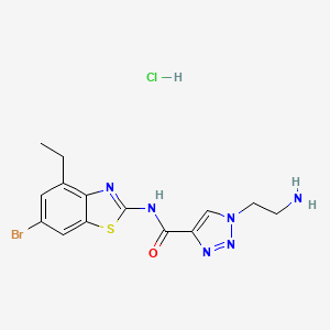 molecular formula C14H16BrClN6OS B7356258 1-(2-aminoethyl)-N-(6-bromo-4-ethyl-1,3-benzothiazol-2-yl)triazole-4-carboxamide;hydrochloride 