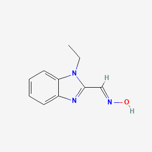 molecular formula C10H11N3O B7356262 (NE)-N-[(1-ethylbenzimidazol-2-yl)methylidene]hydroxylamine 