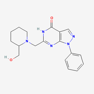 molecular formula C18H21N5O2 B7356289 6-[[2-(hydroxymethyl)piperidin-1-yl]methyl]-1-phenyl-5H-pyrazolo[3,4-d]pyrimidin-4-one 