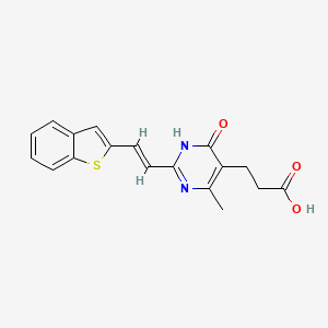 molecular formula C18H16N2O3S B7356338 3-[2-[(E)-2-(1-benzothiophen-2-yl)ethenyl]-4-methyl-6-oxo-1H-pyrimidin-5-yl]propanoic acid 