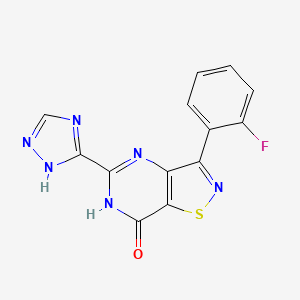 3-(2-fluorophenyl)-5-(1H-1,2,4-triazol-5-yl)-6H-[1,2]thiazolo[4,5-d]pyrimidin-7-one