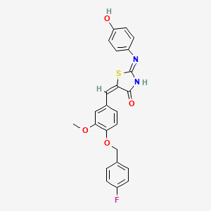 molecular formula C24H19FN2O4S B7356444 (5E)-5-[[4-[(4-fluorophenyl)methoxy]-3-methoxyphenyl]methylidene]-2-(4-hydroxyphenyl)imino-1,3-thiazolidin-4-one 