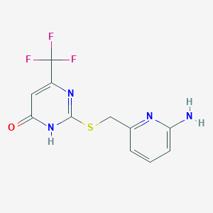 molecular formula C11H9F3N4OS B7356456 2-[(6-aminopyridin-2-yl)methylsulfanyl]-4-(trifluoromethyl)-1H-pyrimidin-6-one 