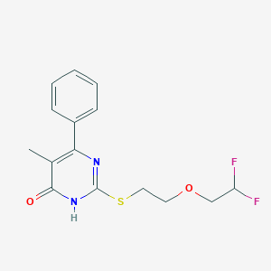 molecular formula C15H16F2N2O2S B7356458 2-[2-(2,2-difluoroethoxy)ethylsulfanyl]-5-methyl-4-phenyl-1H-pyrimidin-6-one 