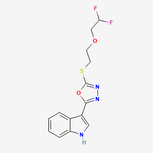 molecular formula C14H13F2N3O2S B7356463 2-[2-(2,2-difluoroethoxy)ethylsulfanyl]-5-(1H-indol-3-yl)-1,3,4-oxadiazole 