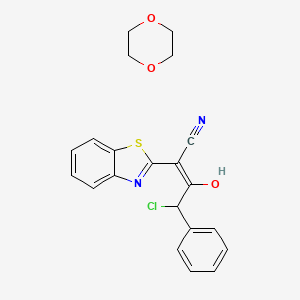 molecular formula C21H19ClN2O3S B7356496 (E)-2-(1,3-benzothiazol-2-yl)-4-chloro-3-hydroxy-4-phenylbut-2-enenitrile;1,4-dioxane 